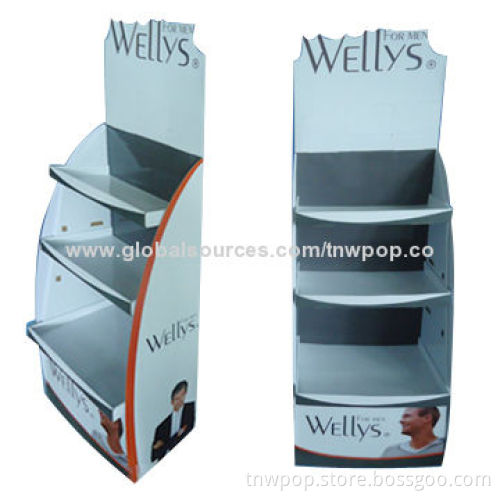 Corrugated floor display stand/adjustable/strong/stable/50kg loading capacity,customized size/design